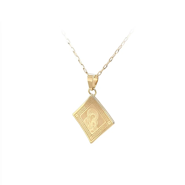 Gold Pendant Madonna Mary with Baby Jesus