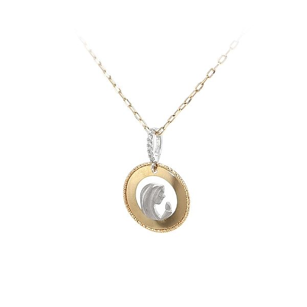 Pendant Madonna Virgin Mary of Combined Gold