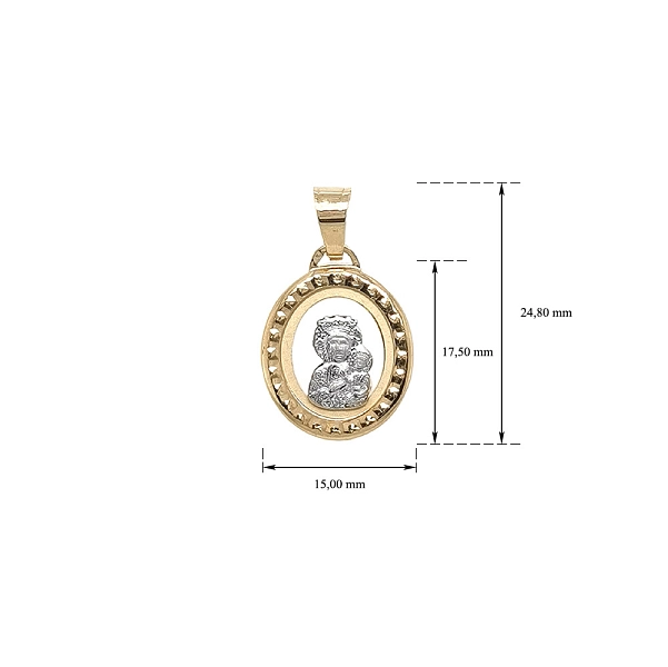 Pendant with Virgin Mary and Jesus Christ made of Combined Gold