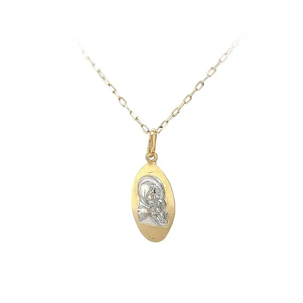 Gold Pendant Virgin Mary with Baby Jesus - Symbol of Faith