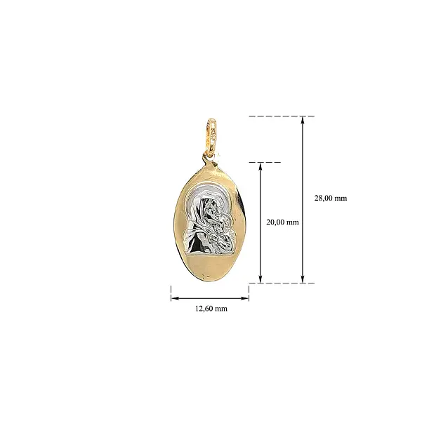 Gold Pendant Virgin Mary with Baby Jesus - Symbol of Faith