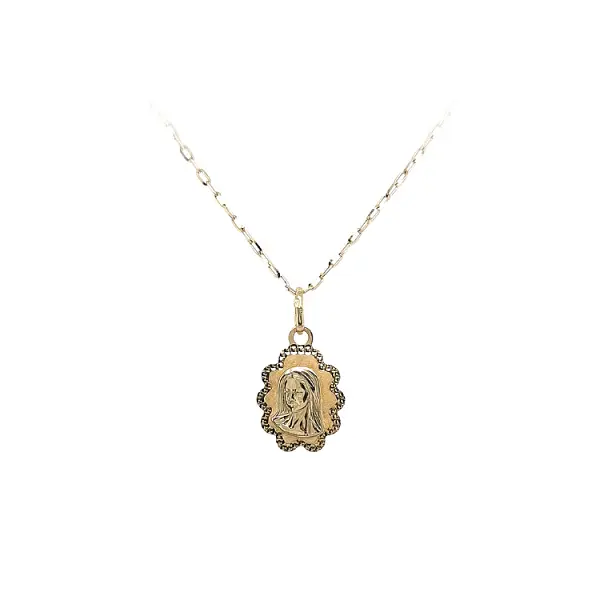 Gold Pendant Medallion Virgin Mary