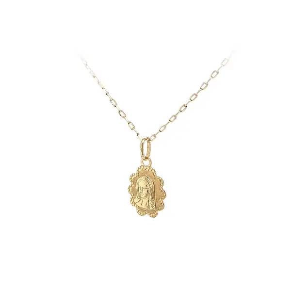 Gold Pendant Medallion Virgin Mary