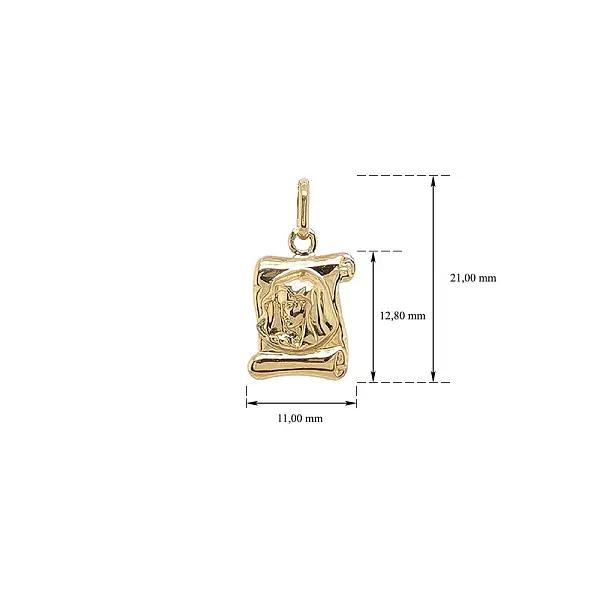 Pendant with Fine Relief of Virgin Mary on Golden Parchment