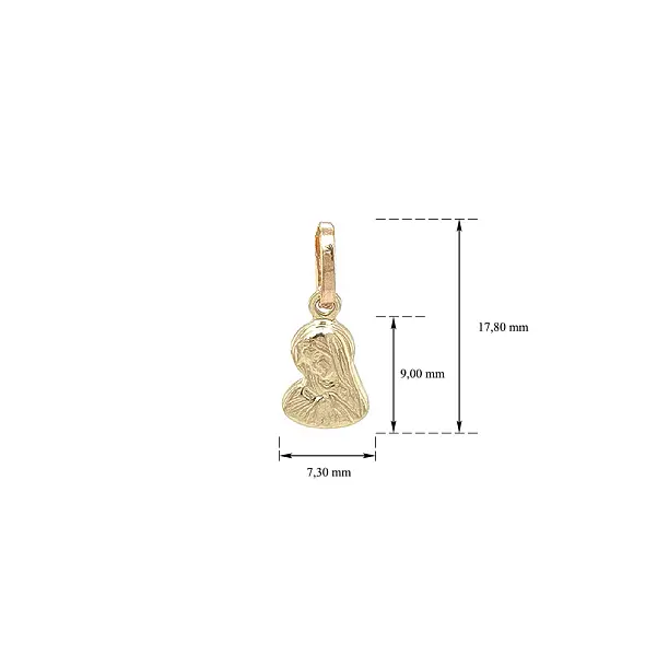 Spiritual Gold Pendant with Motif of Virgin Mary and Jesus Christ