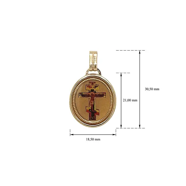 Elegant Medallion with Orthodox Cross in Gold