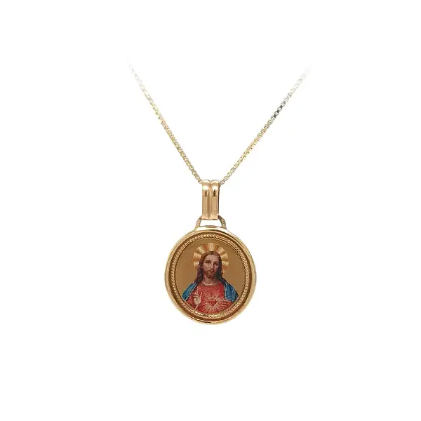 Gold Pendant Medallion Jesus Christ