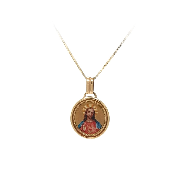 Gold Pendant Medallion Jesus Christ