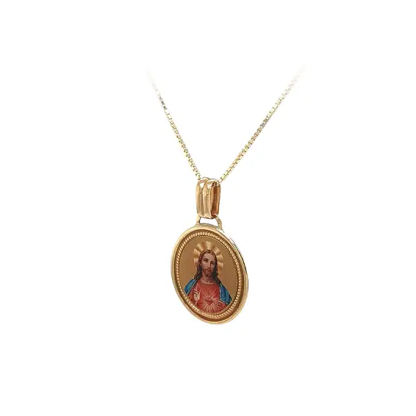 Gold Pendant Medallion Jesus Christ