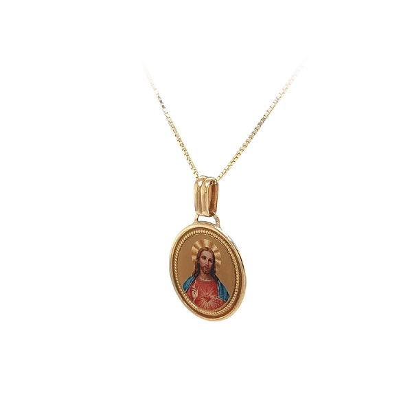Gold Pendant Medallion Jesus Christ