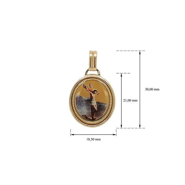 Polished Yellow Gold medallion with Christ on the Cross
