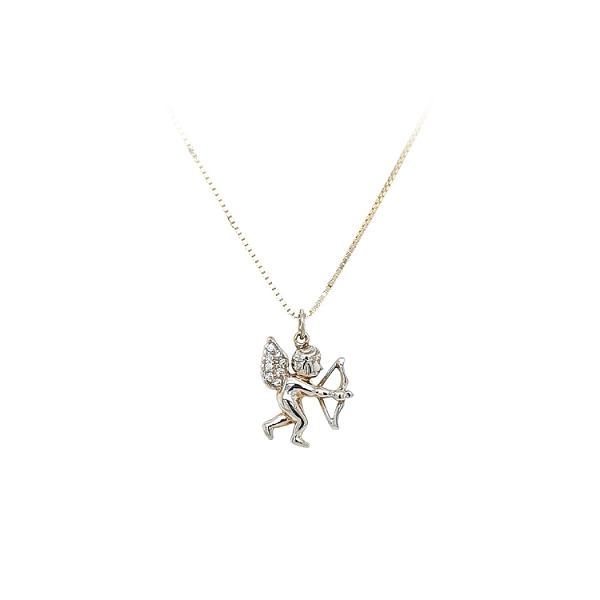 Pendant Angel with Zircones made of Combined Gold