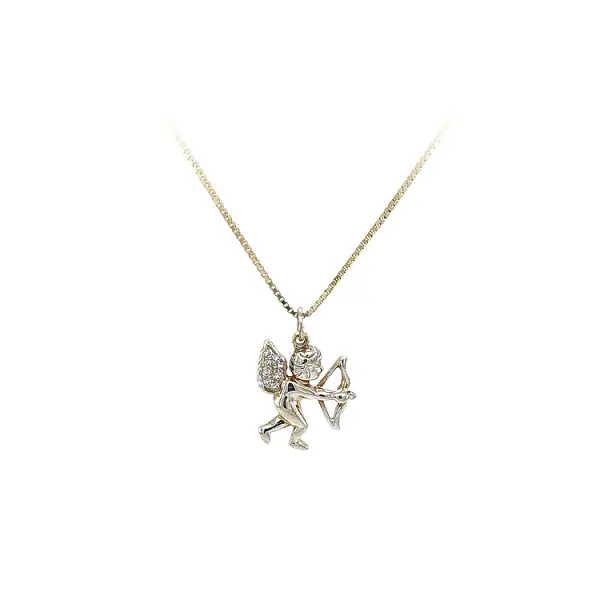 Pendant Angel with Zircones made of Combined Gold
