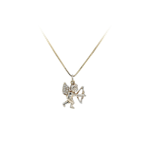 Pendant Angel with Zircones made of Combined Gold