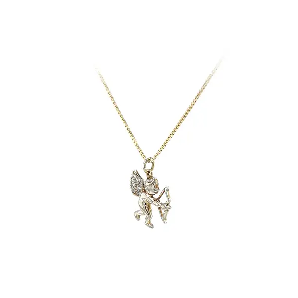 Pendant Angel with Zircones made of Combined Gold