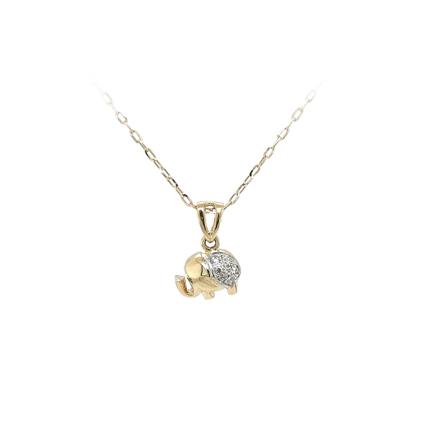 Gold Pendant Elephant with Zircones