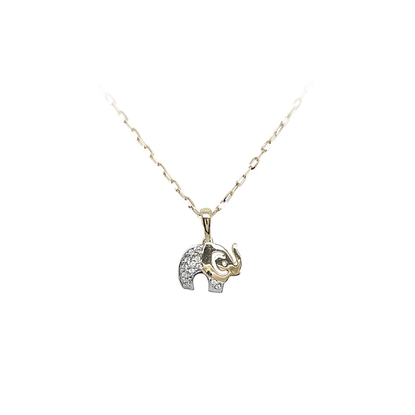 Gold Pendant Elephant with Zircones