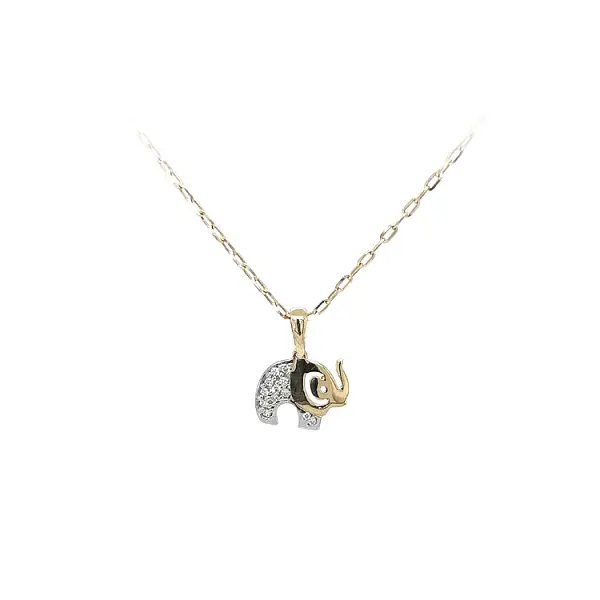 Gold Pendant Elephant with Zircones