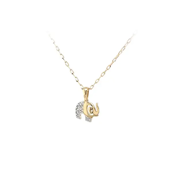 Gold Pendant Elephant with Zircones