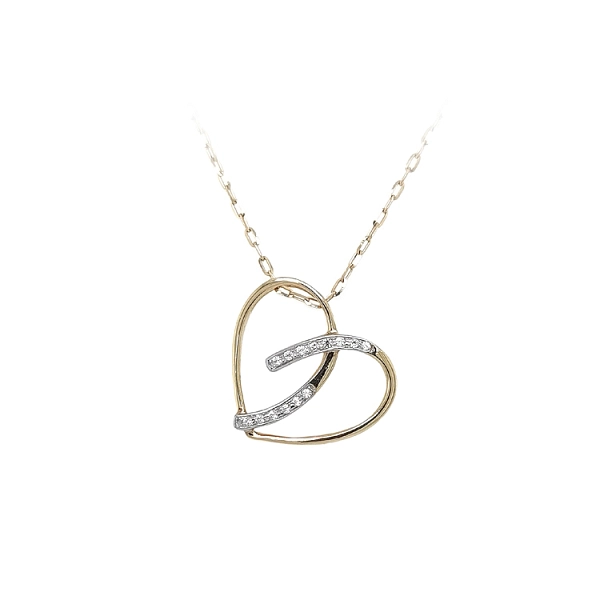 Gold Pendant Heart with Zircons
