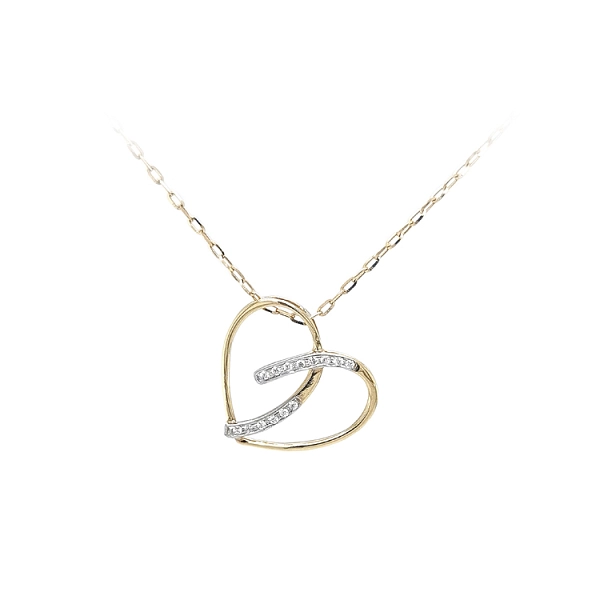 Gold Pendant Heart with Zircons