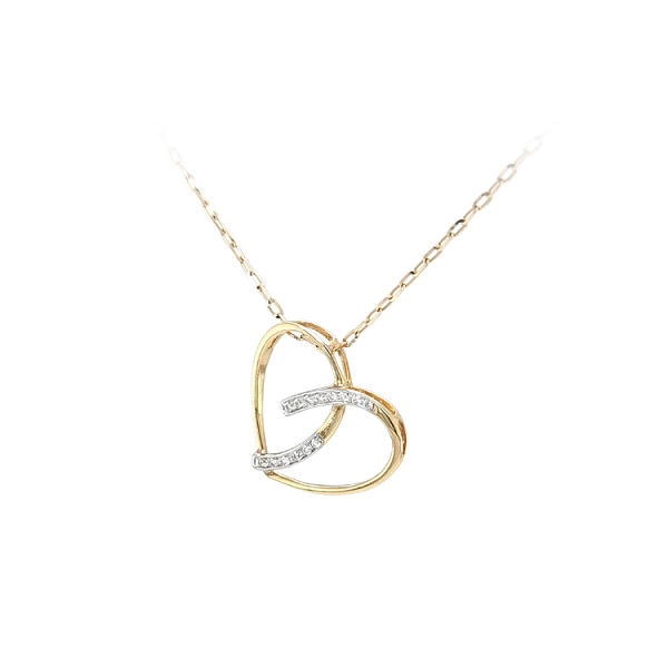 Gold Pendant Heart with Zircons