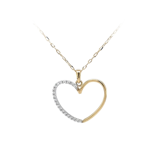 Gold Pendant Heart with Zircons