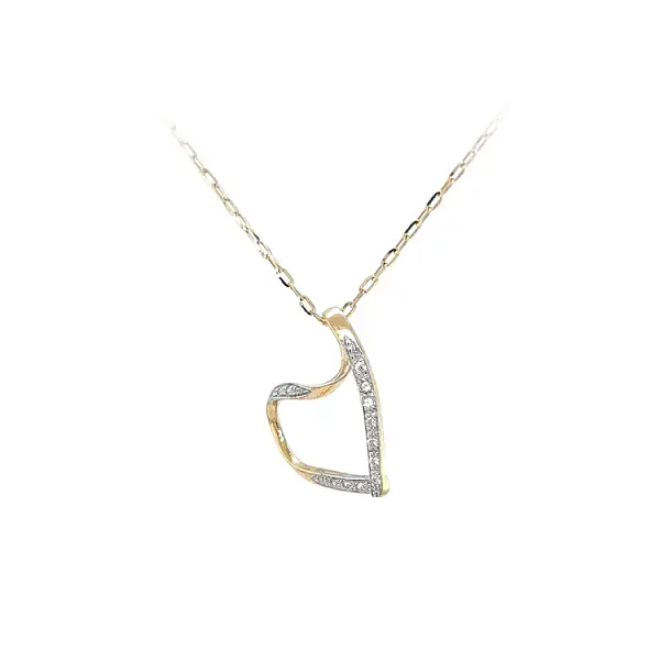 Gold Pendant Heart with Zircons