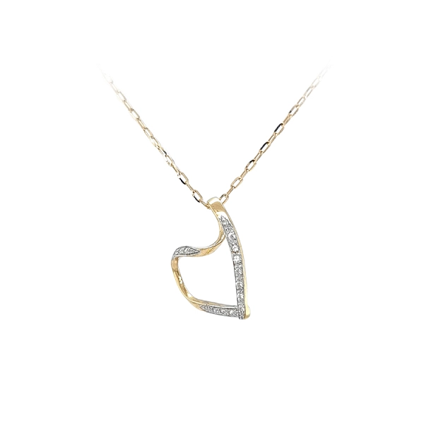 Gold Pendant Heart with Zircons