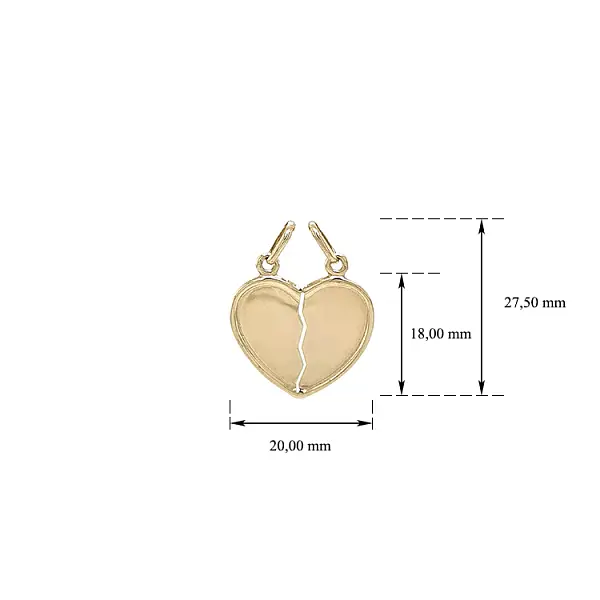 Gold Pendant Heart for Two