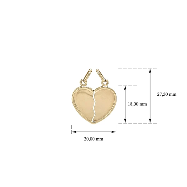 Gold Pendant Heart for Two