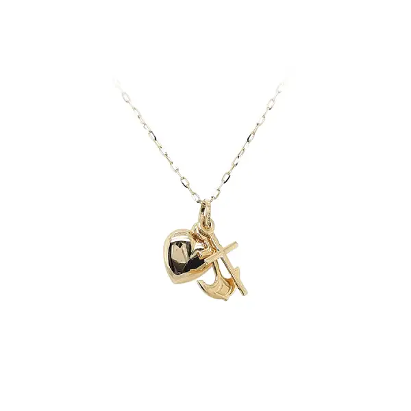 Gold Pendant Heart, Anchor, Cross