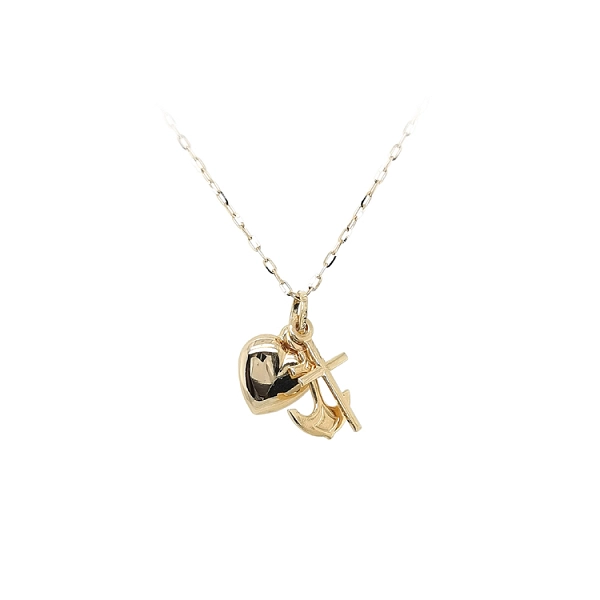 Gold Pendant Heart, Anchor, Cross