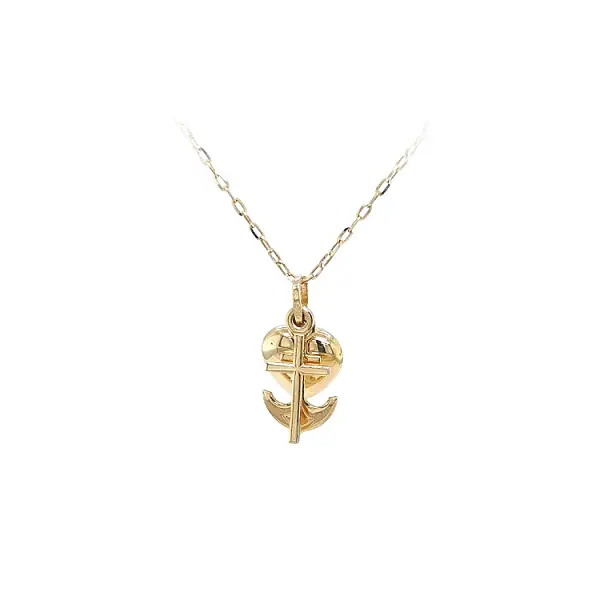 Gold Pendant Heart, Anchor, Cross