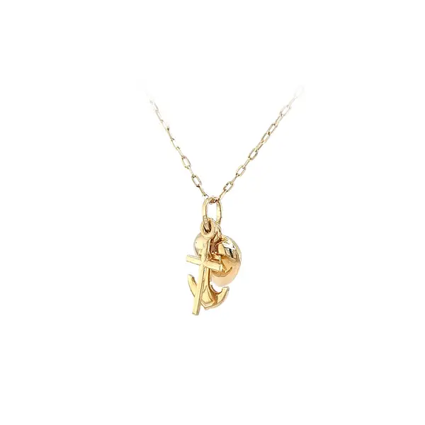 Gold Pendant Heart, Anchor, Cross
