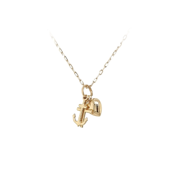 Gold Pendant Heart, Anchor, Cross