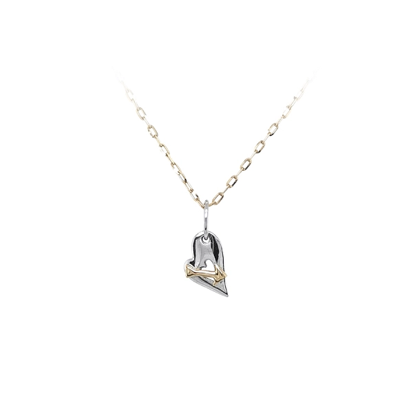 Gold Pendant Heart Pierced with Arrow