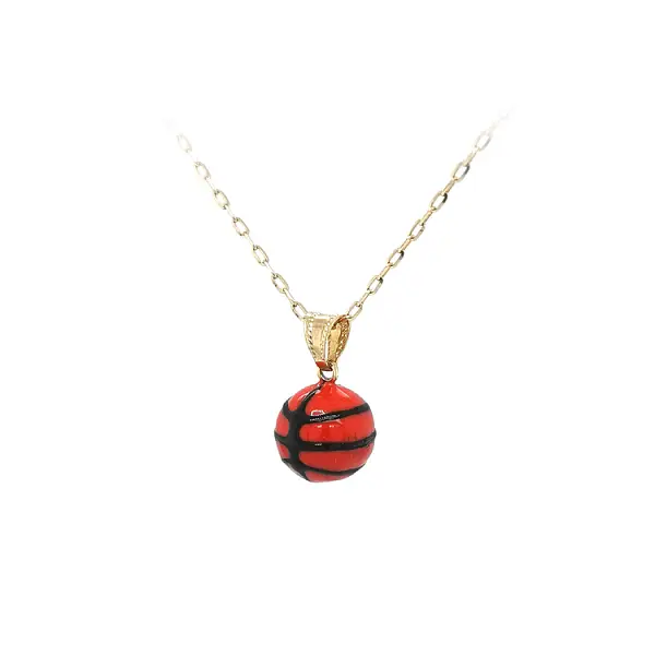 Gold Pendant Basketball Ball