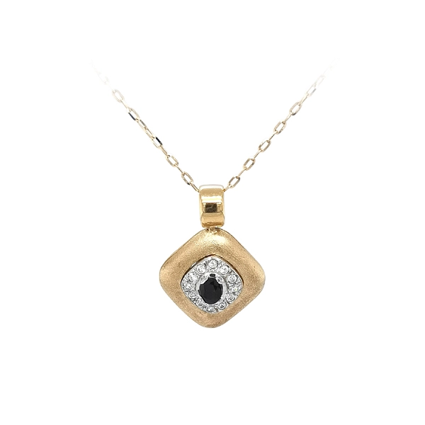 Gold Pendant with Black Stone