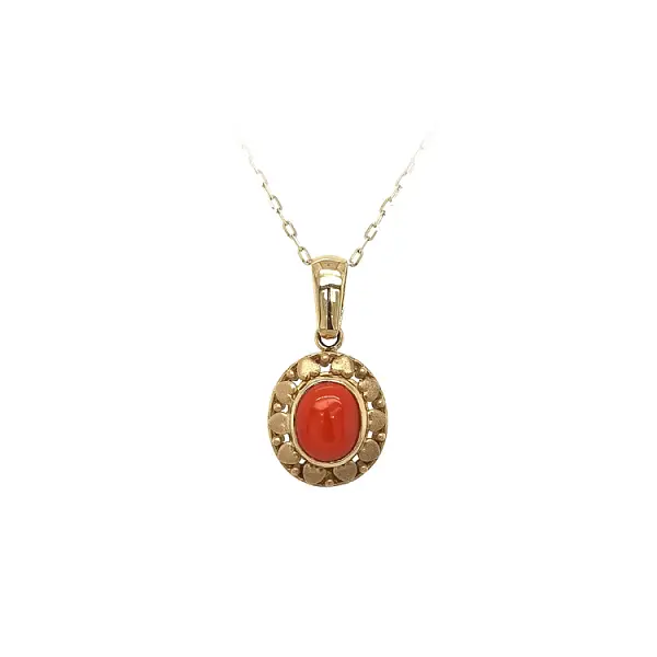 Gold Pendant with Coral