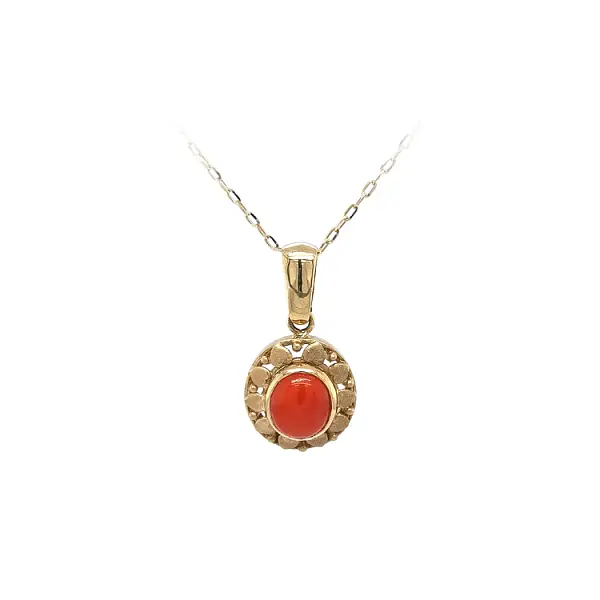 Gold Pendant with Coral