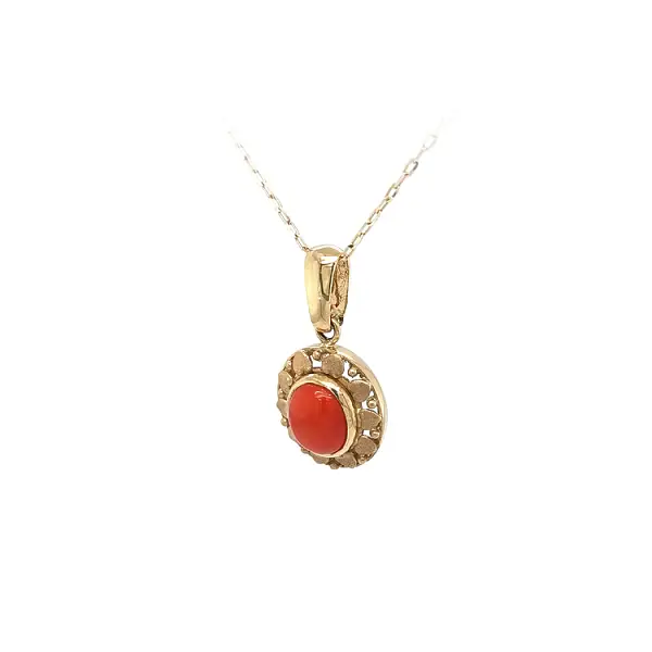 Gold Pendant with Coral