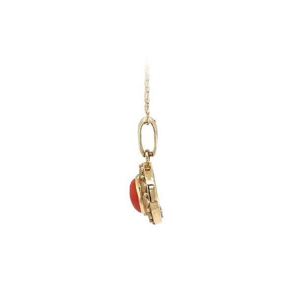 Gold Pendant with Coral