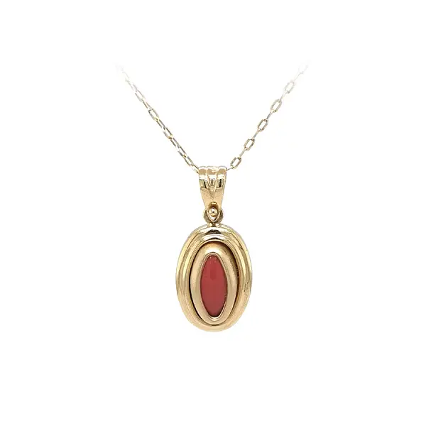 Gold Pendant with Coral