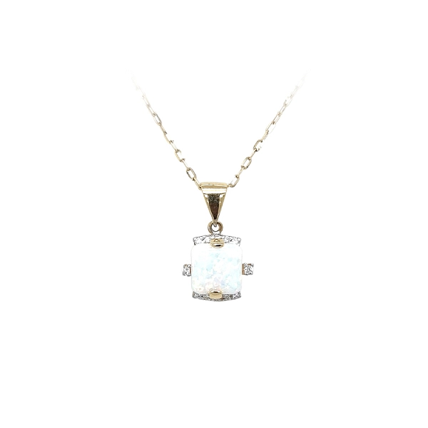 Gold Pendant with Opal and Zircons
