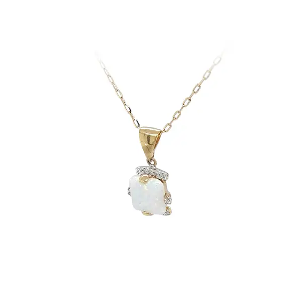 Gold Pendant with Opal and Zircons