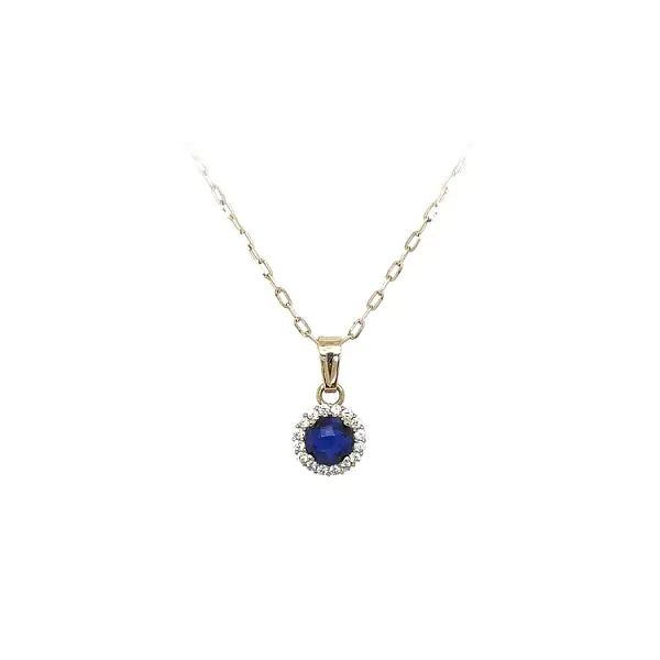 Gold Pendant with Blue Stone