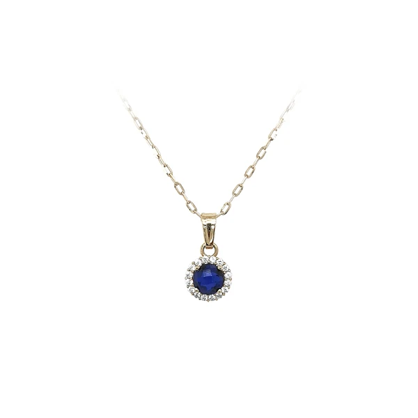 Gold Pendant with Blue Stone
