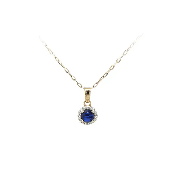 Gold Pendant with Blue Stone
