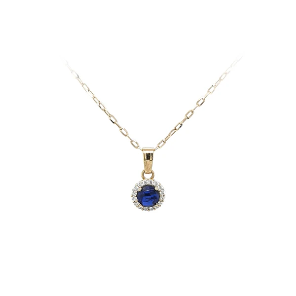 Gold Pendant with Blue Stone